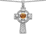 Celtic Love by Kelly™ Celtic Cross pendant with 7mm Round Simulated Imperial Yellow Topaz