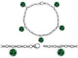 Original Star K™ High End Tennis Charm Bracelet With 5pcs 7mm Round Simulated Emerald