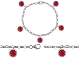 Original Star K™ High End Tennis Charm Bracelet With 5pcs 7mm Round Created Ruby