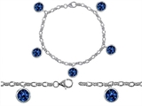Original Star K™ High End Tennis Charm Bracelet With 5pcs 7mm Round Created Sapphire