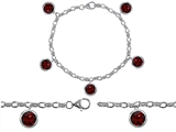 Original Star K™ High End Tennis Charm Bracelet With 5pcs 7mm Round Genuine Garnet
