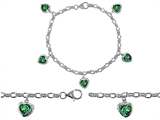 Original Star K™ High End Tennis Charm Bracelet With 5pcs 7mm Heart Shape Simulated Emerald