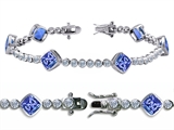 Original Star K™ High End Tennis Bracelet With 6pcs 7mm Cushion Cut Simulated Tanzanite
