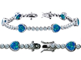 Original Star K™ High End Tennis Bracelet With 6pcs 7mm Heart Shape Created Blue Opal