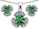 Original Star K™ Simulated Emerald Flower Pendant Box Set With Matching Earrings