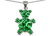 Original Star K™ Bear Pendant With Round Simulated Emerald
