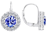 Original Star K™ Lever Back Dangling Earrings With 6mm Round Simulated Tanzanite
