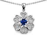 Original Star K™ Flower Pendant With Round 4mm Created Sapphire