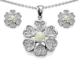 Original Star K™ Created Opal Flower Pendant Box Set With Matching Earrings