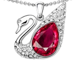 Original Star K™ Love Swan Pendant With Pear Shape Created Ruby