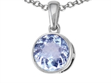 Tommaso Design™ Round 7mm Genuine Aquamarine Pendant