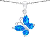 Original Star K™ Butterfly Pendant Made with Created Blue Opal