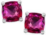 Original Star K™ Cushion Cut 7mm Simulated Pink Tourmaline Earrings Studs