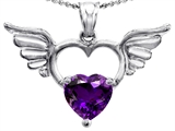 Original Star K™ Wings Of Love Birthstone Pendant with 8mm Heart Shape Genuine Amethyst