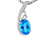 Tommaso Design™ Oval Genuine Blue Topaz Pendant