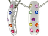 Tommaso Design™ Rainbow Sapphire Pendant with 9 Genuine Multi Color Sapphires