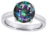 Original Star K™ Large Solitaire Big Stone Ring with 10mm Round Rainbow Mystic Topaz