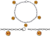 Original Star K™ High End Tennis Charm Bracelet With 5pcs 7mm Round Genuine Citrine