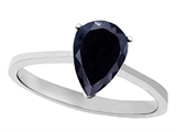 Tommaso Design™ Genuine Black Sapphire Pear Shape Solitaire Engagement Ring