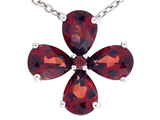 Tommaso Design™ Pear Shape Genuine Garnet Flower Pendant