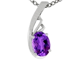 Tommaso Design™ Oval Genuine Amethyst Pendant