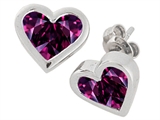 Tommaso Design™ Invisible Set Genuine Rhodolite Heart Earrings Studs