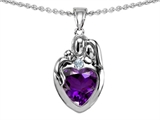 Original Star K™ Loving Mother And Father With Child Family Pendant With Heart Shape 8mm Simulated Amethyst