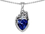 Original Star K™ Loving Mother And Father With Child Family Pendant With Heart Shape 8mm Created Sapphire