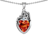 Original Star K™ Loving Mother And Father With Child Family Pendant Heart Shape 8mm Simulated Orange Mexican Fire Opal