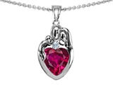 Original Star K™ Loving Mother And Father With Child Family Pendant With Heart Shape 8mm Created Ruby