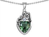 Original Star K™ Loving Mother And Father With Child Family Pendant With Heart Shape 8mm Simulated Green Tourmaline