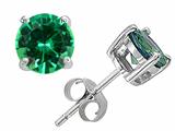 Original Star K™ Round 7mm Simulated Green Tsavorite Garnet Earring Studs