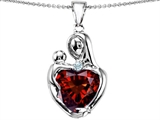 Original Star K™ Large Loving Mother With Child Pendant With 12mm Heart Shape Simulated Garnet