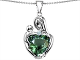 Original Star K™ Large Loving Mother With Child Pendant With 12mm Heart Shape Simulated Green Tourmaline