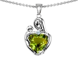 Original Star K™ Loving Mother With Child Hugging Pendant With Heart Shape 8mm Simulated Green Tourmaline