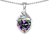 Original Star K™ Loving Mother With Child Family Pendant With 8mm Heart Shape Rainbow Mystic Topaz