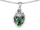Original Star K™ Loving Mother with Twins Children Pendant With 8mm Heart Simulated Green Tourmaline