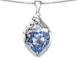 Original Star K™ Large Loving Mother With Child Family Pendant With 12mm Heart Simulated Aquamarine