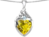 Original Star K™ Large Loving Mother With Child Family Pendant With 12mm Heart Simulated Yellow Sapphire