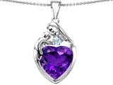 Original Star K™ Large Loving Mother With Child Family Pendant With 12mm Heart Simulated Amethyst