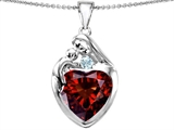 Original Star K™ Large Loving Mother With Child Family Pendant With 12mm Heart Simulated Garnet