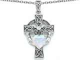 Celtic Love by Kelly™ Claddagh Cross pendant with 7mm Heart Shape Created Opal