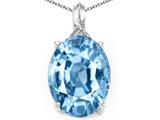 Tommaso Design™ Oval Simulated Aquamarine and Diamond Pendant