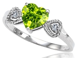 Tommaso Design™ Genuine Peridot and Diamond Heart Shape Engagement Promise Ring