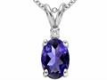 Tommaso Design™ Oval 7x5 mm Genuine Iolite and Diamond  Pendant