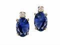 Tommaso Design™ Oval 7x5 mm Genuine Iolite and Diamond Earrings