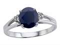 Tommaso Design™ Genuine Sapphire Round 7mm and Diamond Ring