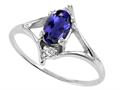 Tommaso Design™ Oval 6x4 mm Genuine Iolite and Diamond Ring