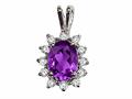 Tommaso Design™ Oval 8x6 mm Genuine Amethyst and Diamond Pendant