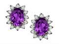 Tommaso Design™ Oval 8x6 mm Genuine Amethyst and Diamond Earrings